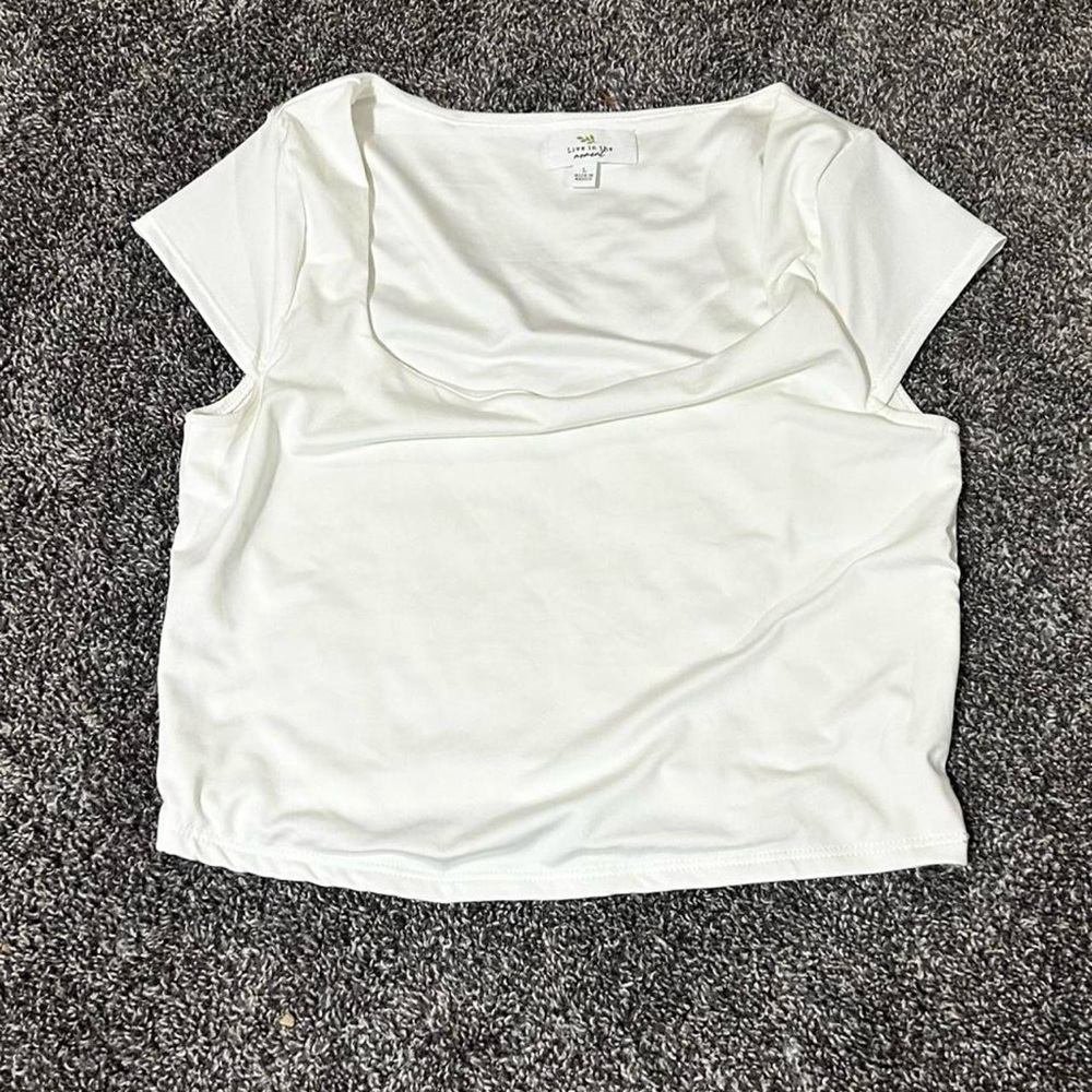 White crop top (shorts not included in listing.)